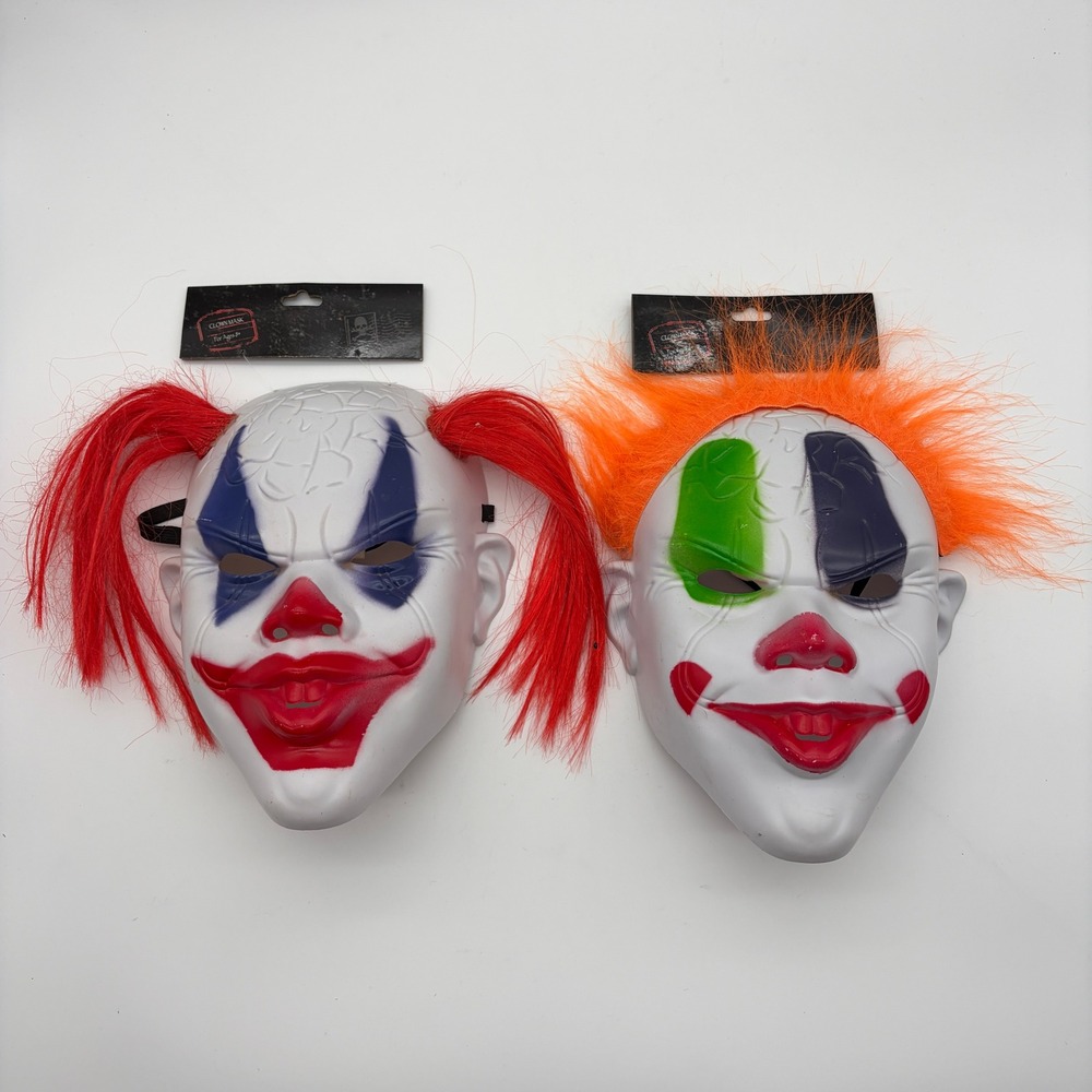Clown Mask White Scary Evil Jester Costume Accessory 2 Pack